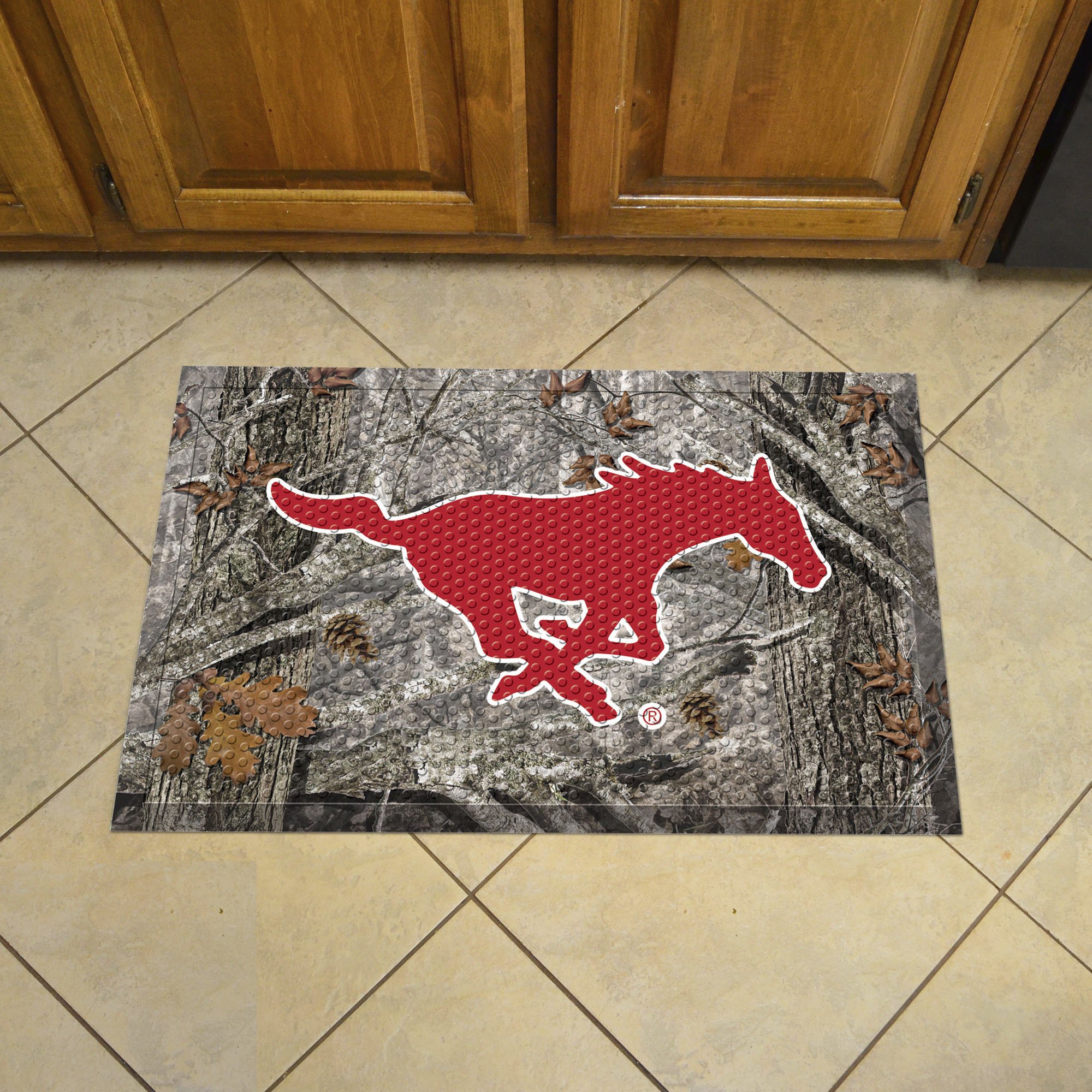 SMU Mustangs Camo Scrapper Mat - 19 x 30 Rubber