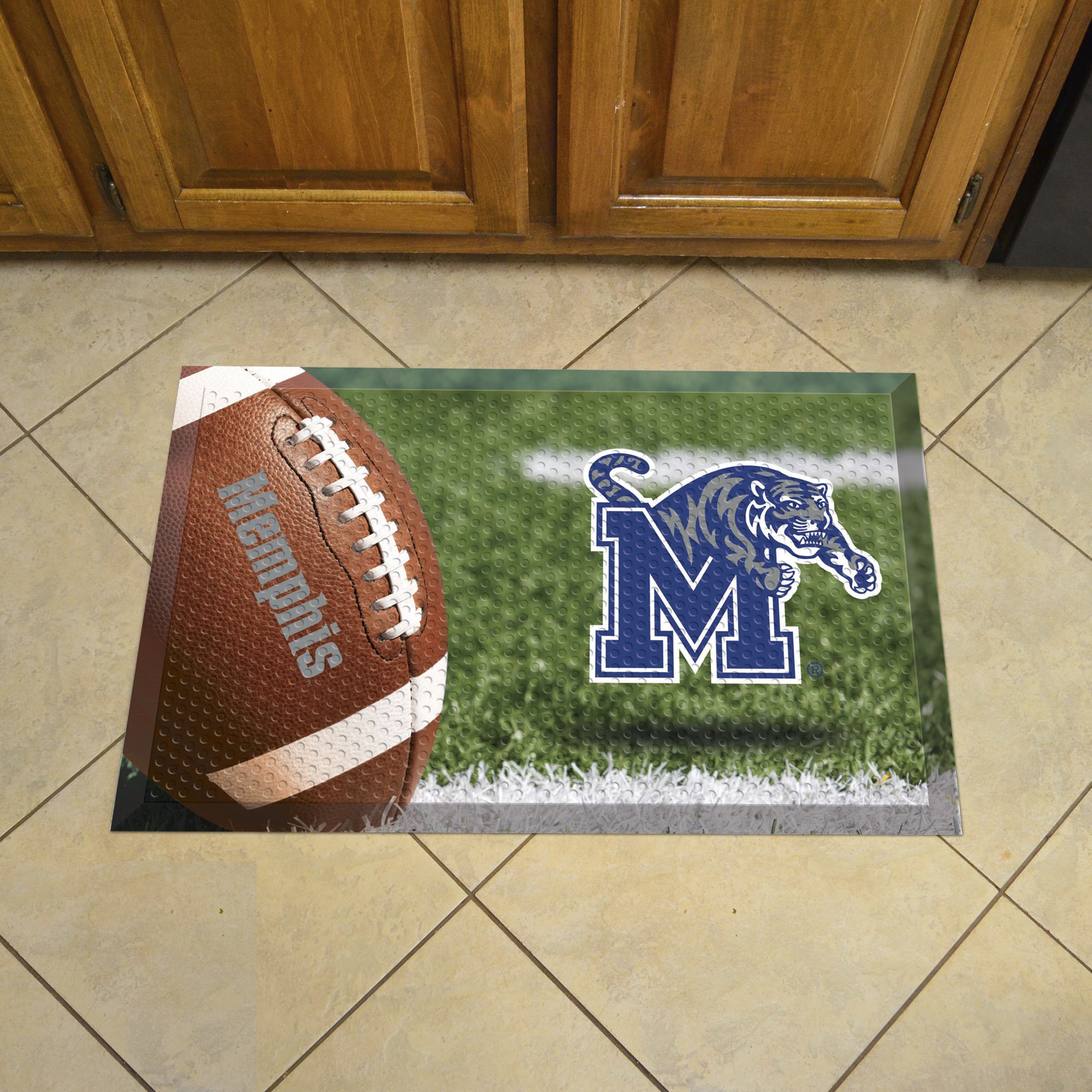 Memphis Tigers Football Scrapper Mat - 19 x 30 Rubber