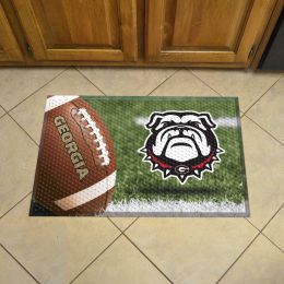 Georgia Bulldogs Football Scrapper Mat - 19 x 30 Rubber