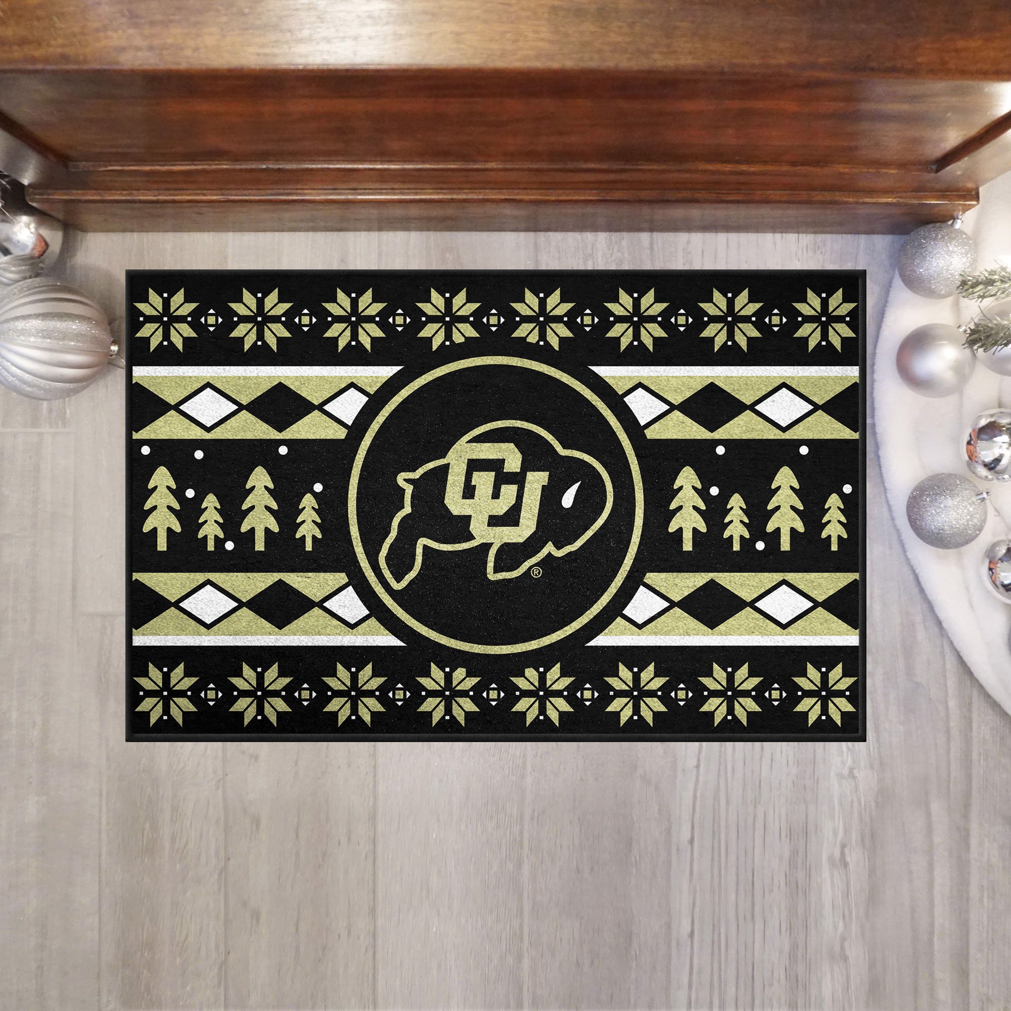 Colorado Buffaloes Holiday Sweater Starter Doormat 19 x 30