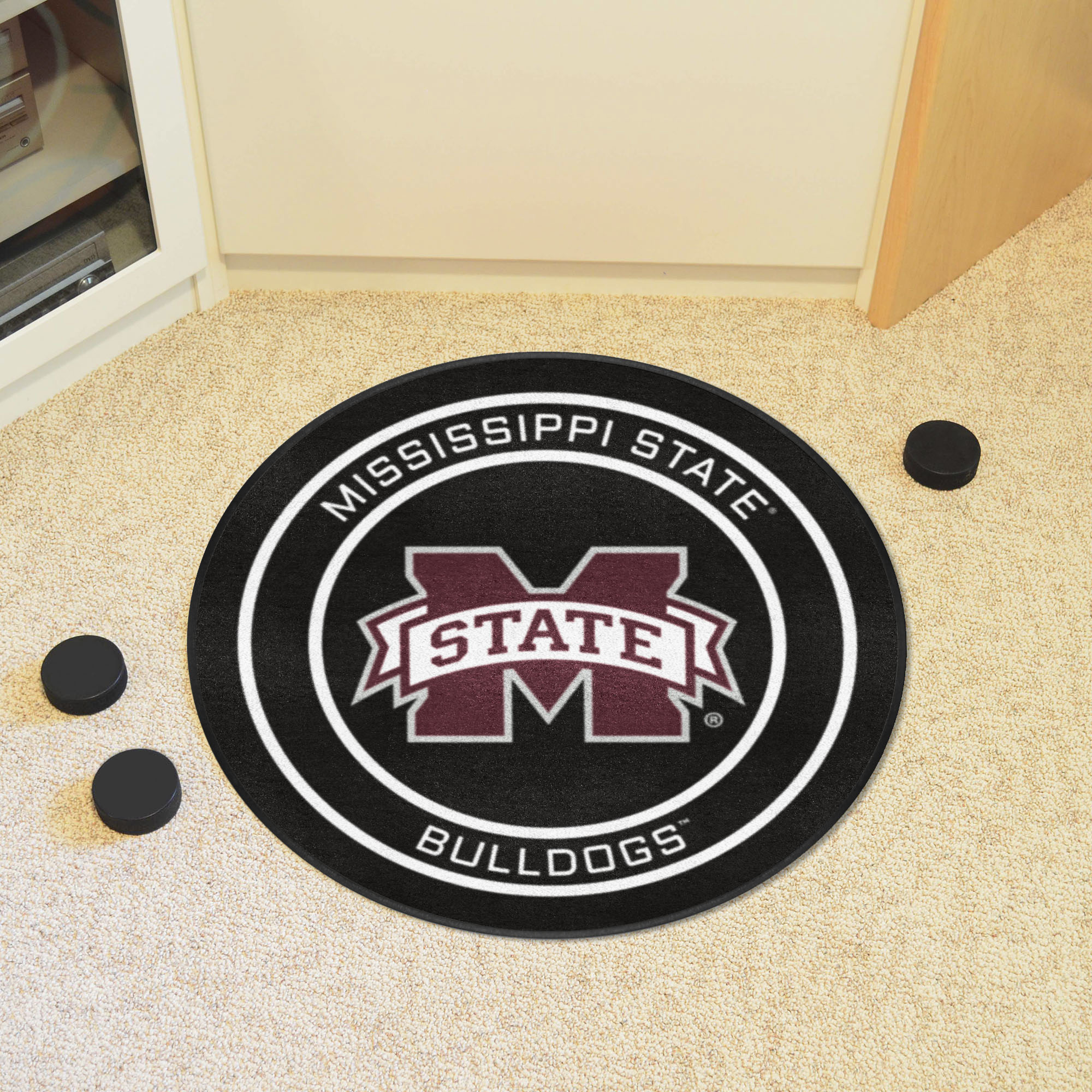 Mississippi State Bulldogs Hockey Puck Shaped Area Rug