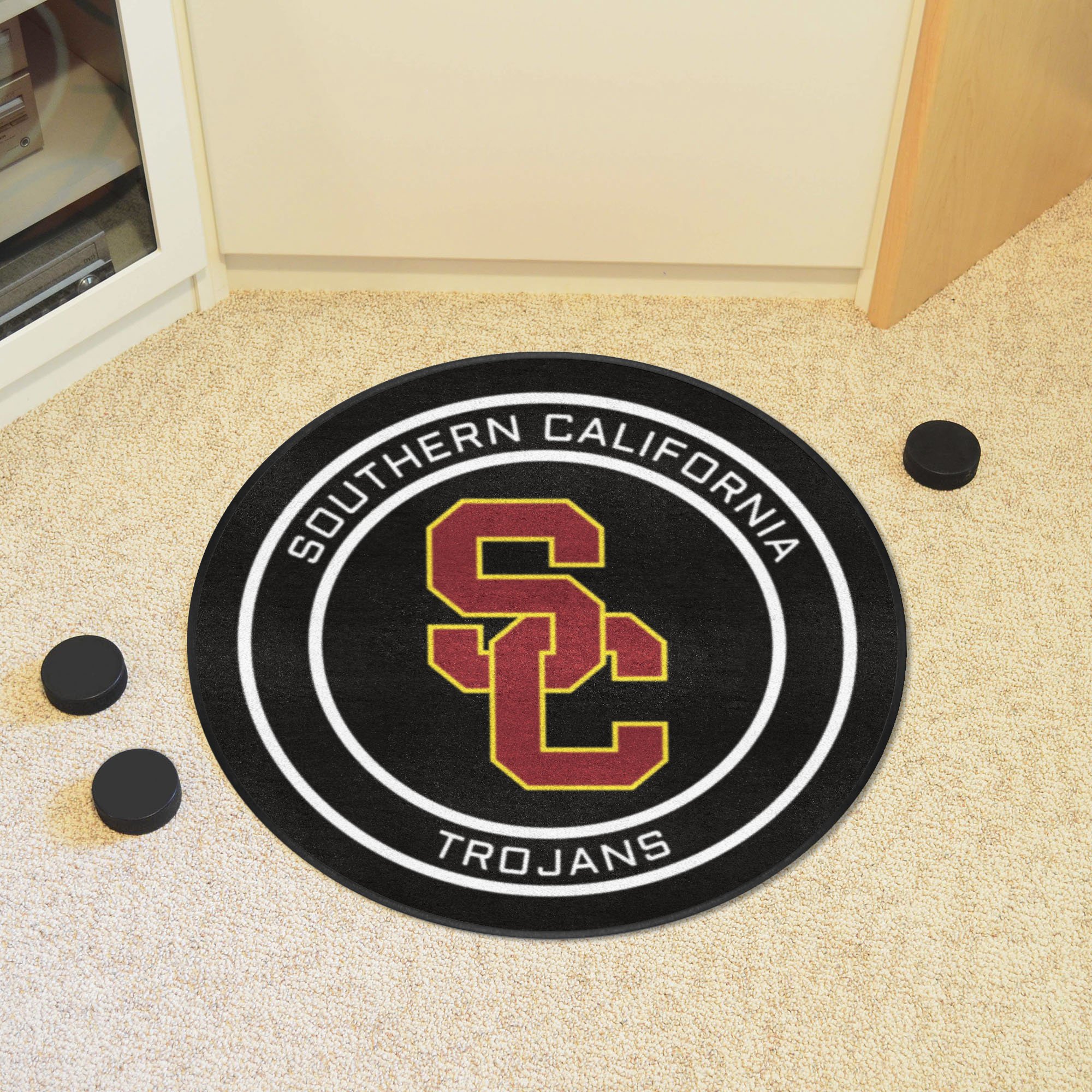 Southern California Trojans Hockey Puck Shaped Area Rug