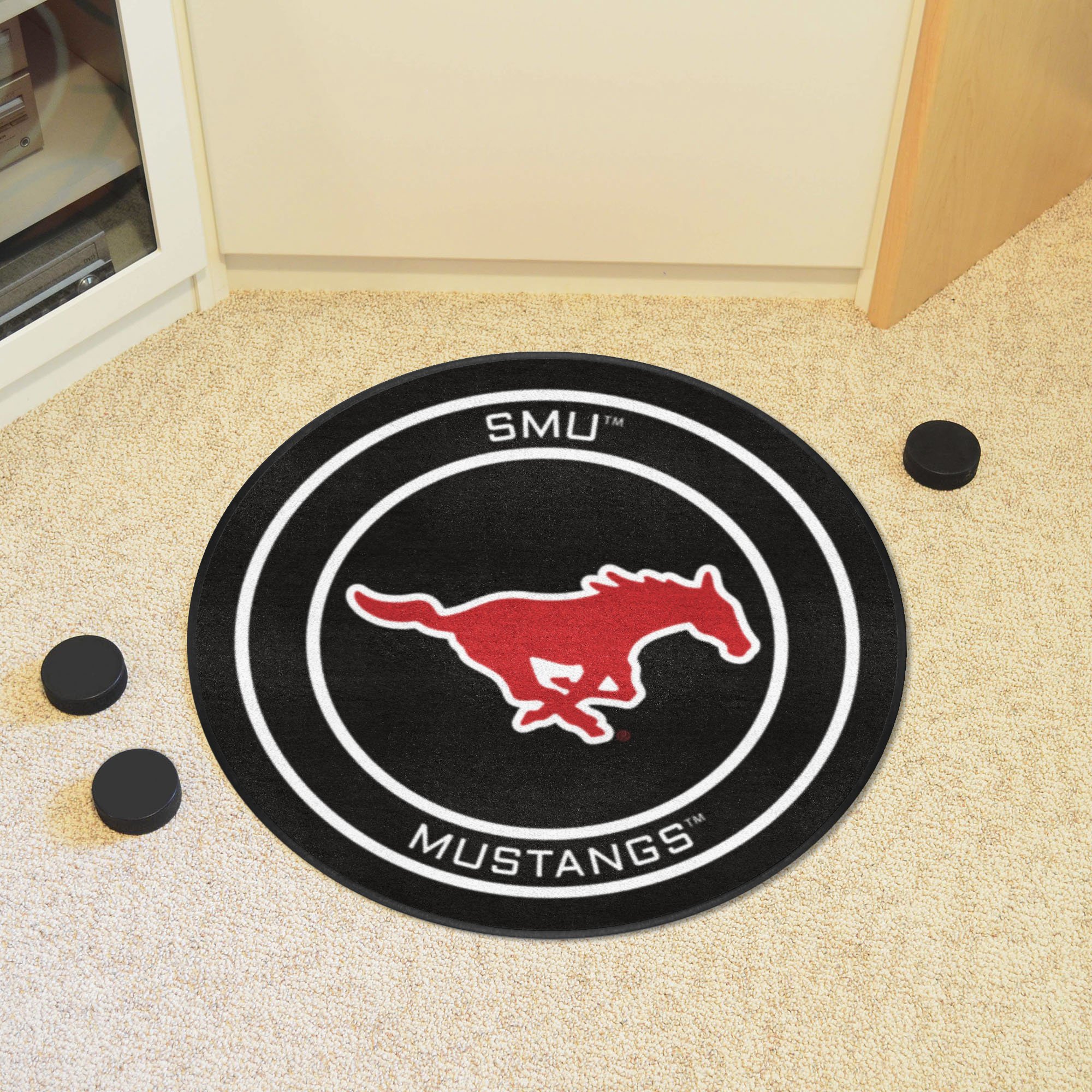 SMU Mustangs Hockey Puck Shaped Area Rug