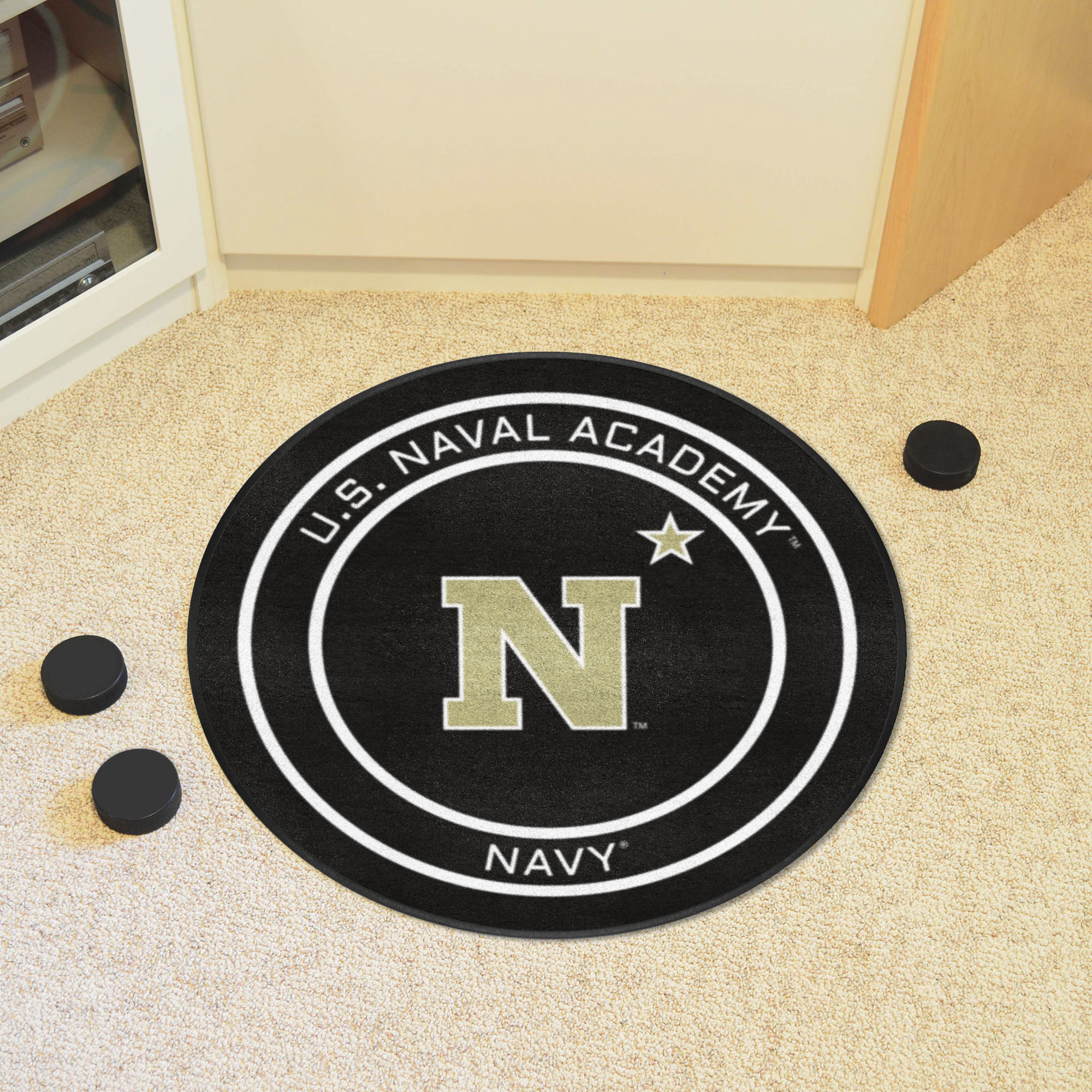 Navy Midshipmen Hockey Puck Shaped Area Rug