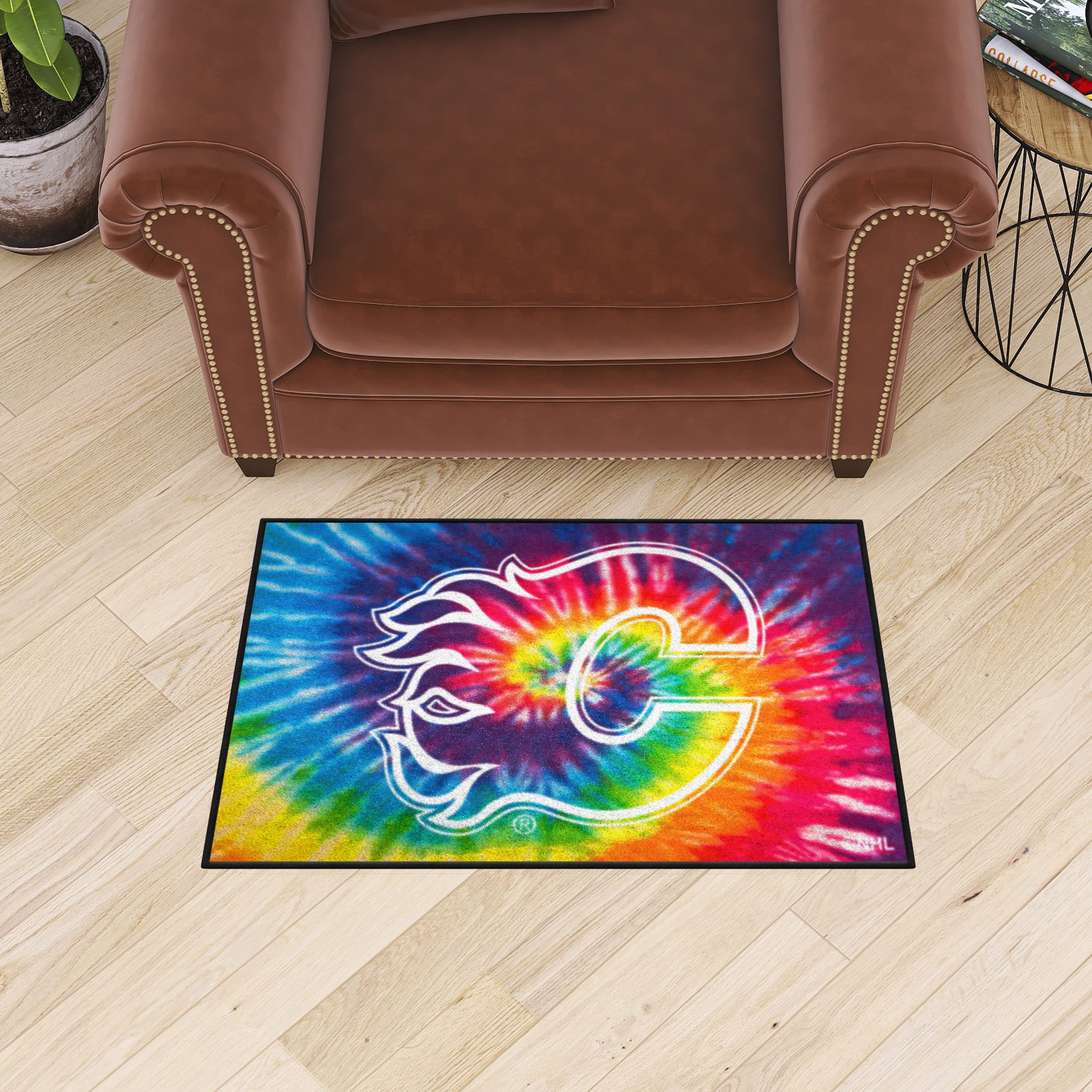 Calgary Flames Tie Dye Starter Doormat 19 x 30