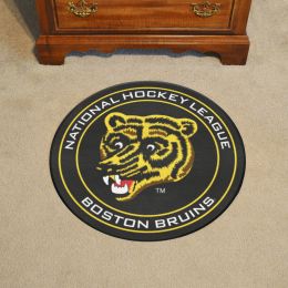 Boston Bruins Retro Moscot Hockey Puck Shaped Area Rug
