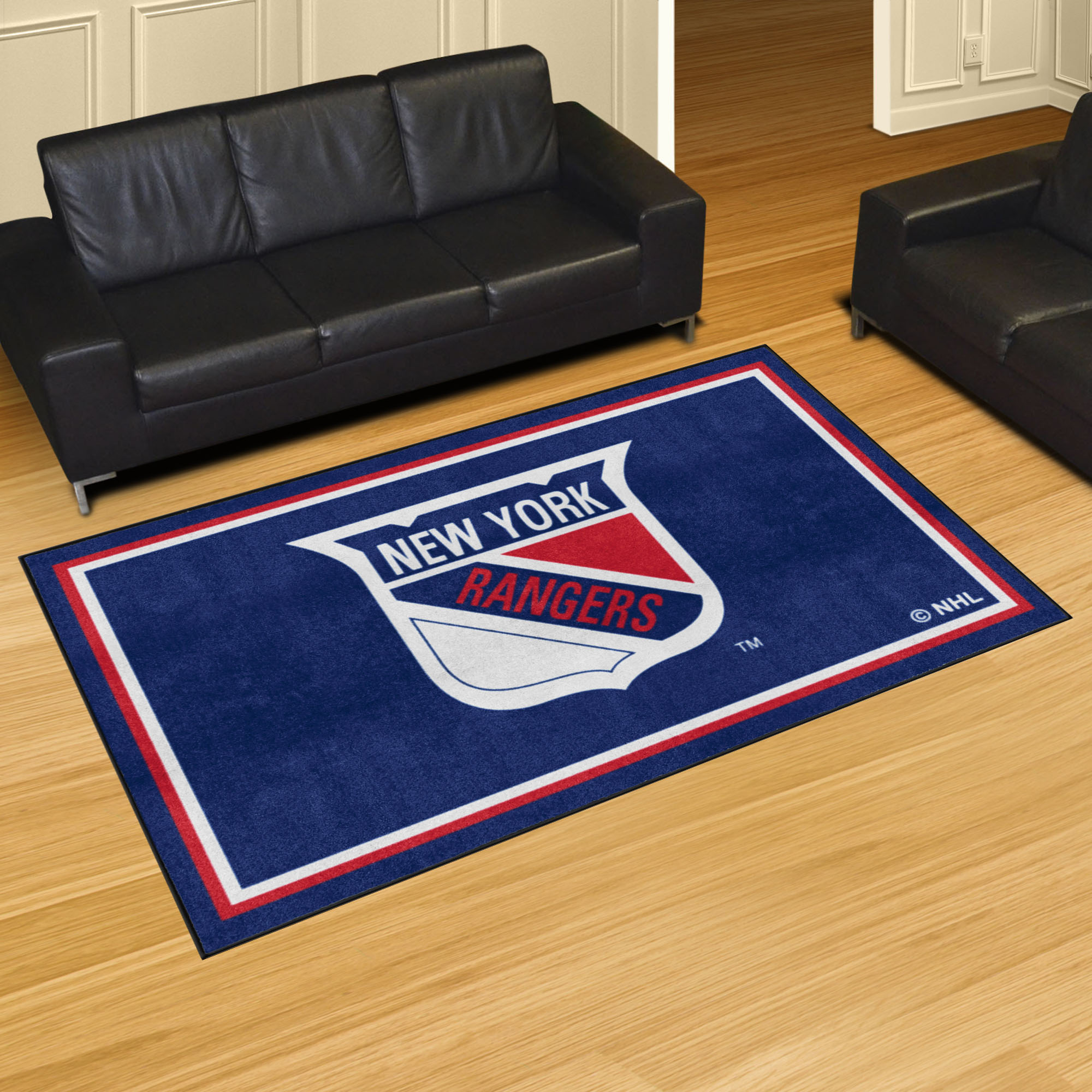 New York Rangers Retro Logo Area Rug - 5' x 8' Nylon