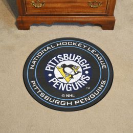 Pittsburgh Penguins Retro Moscot Hockey Puck Shaped Area Rug