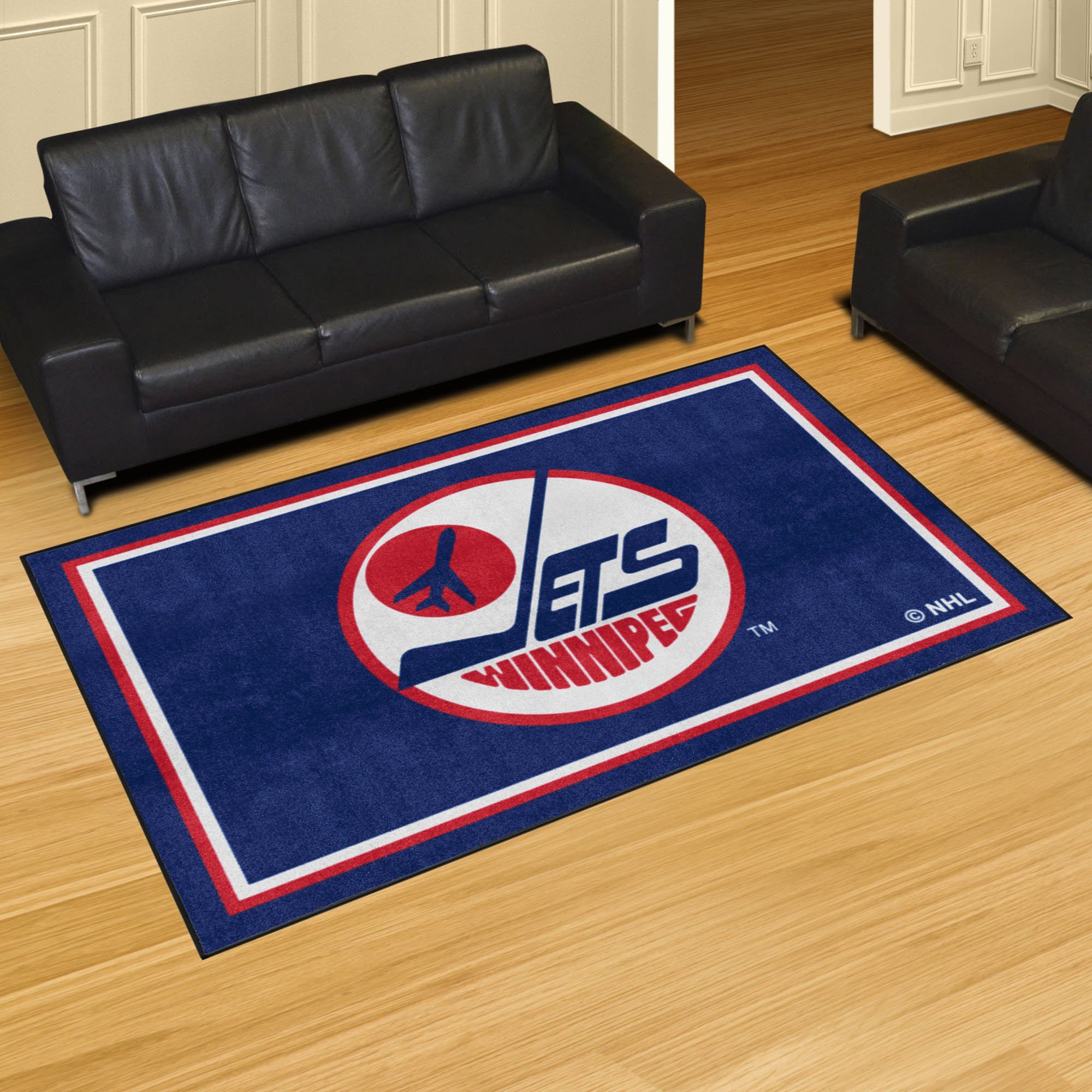 Winnipeg Jets Retro Logo Area Rug 5' x 8' Nylon