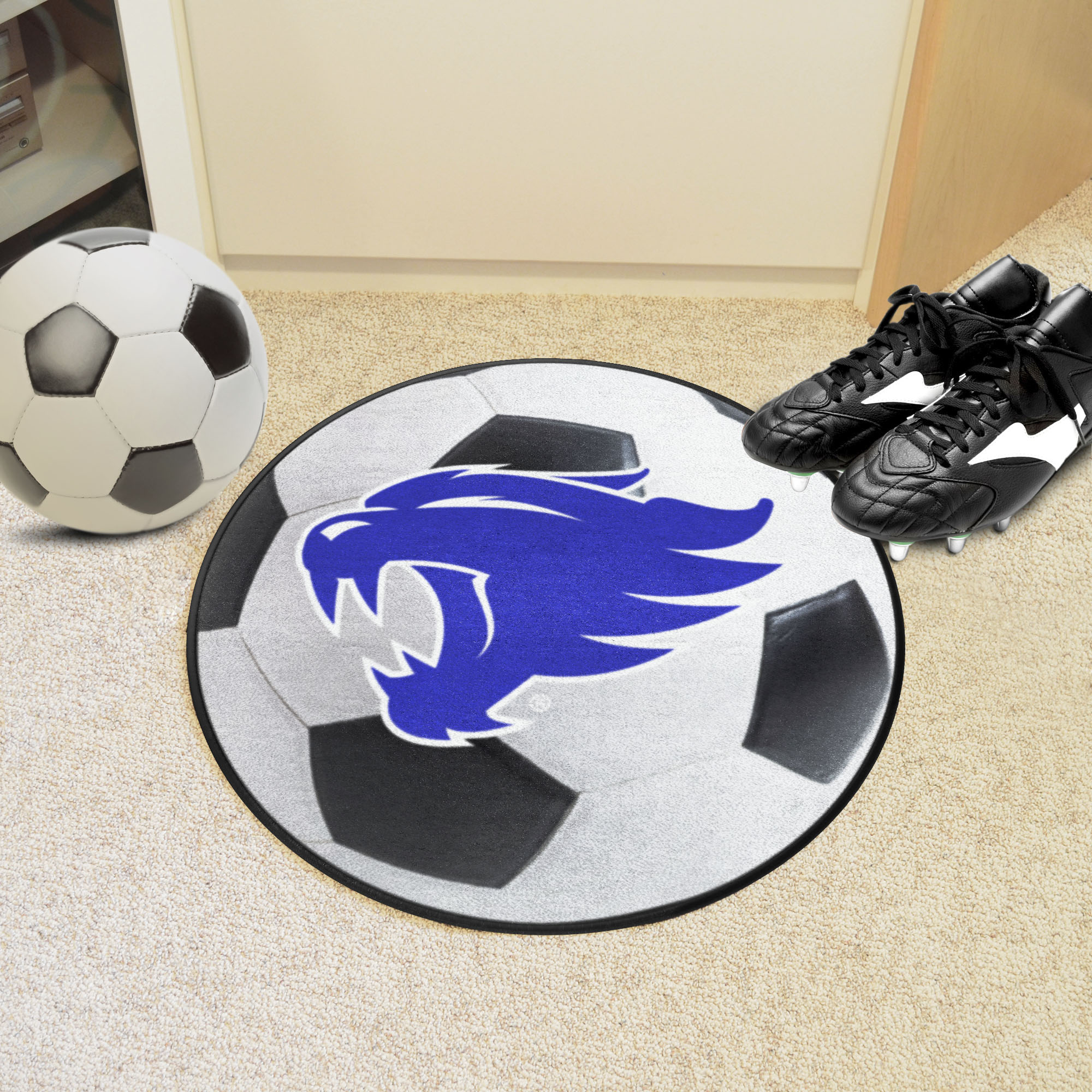 Kentucky Wildcats Logo Soccer Ball Shaped Area Rug
