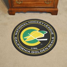 California Golden Seals Retro Moscot Hockey Puck Shaped Area Rug