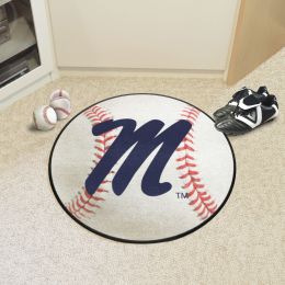 Ole Miss Rebels Logo Baseball Shaped Area Rug