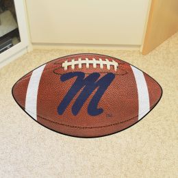 Ole Miss Rebels Logo Football Shaped Area Rug