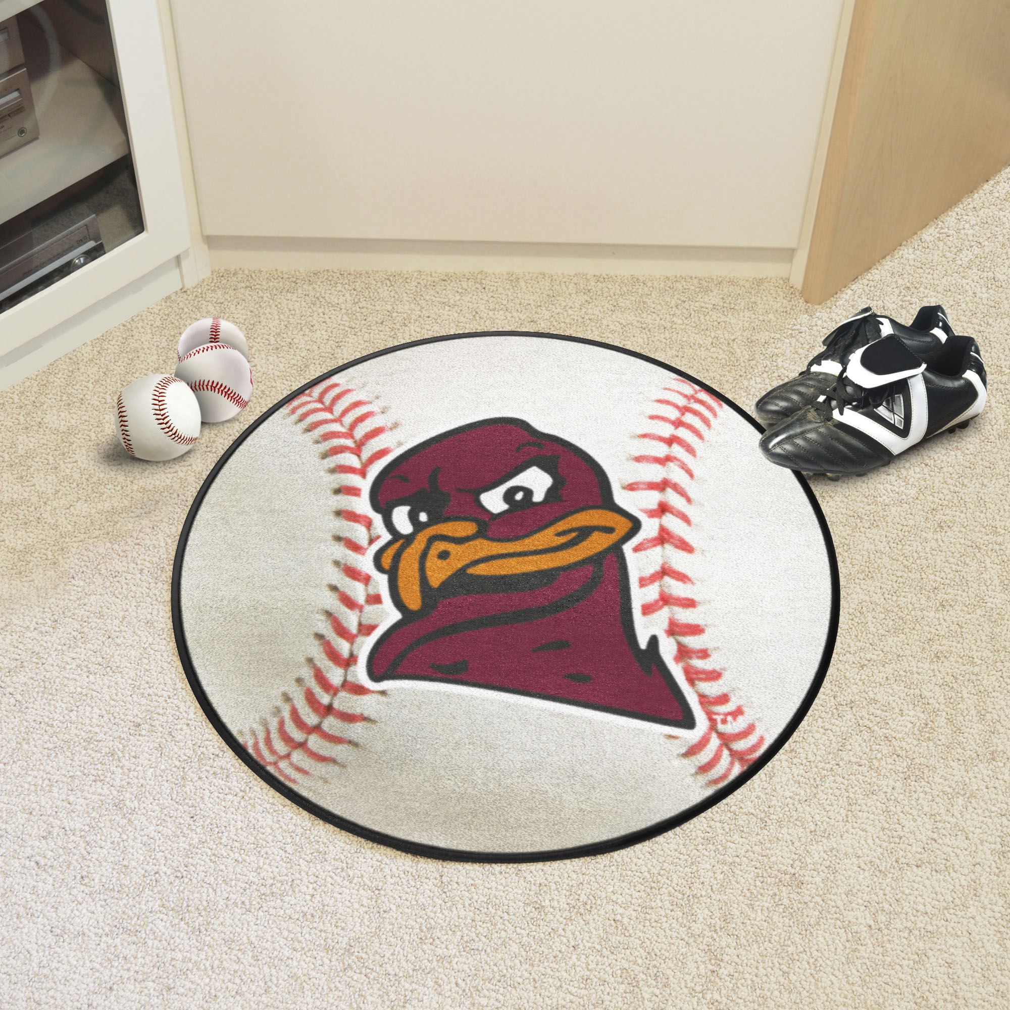 Virginia Tech Hokies Logo Baseball Shaped Area Rug