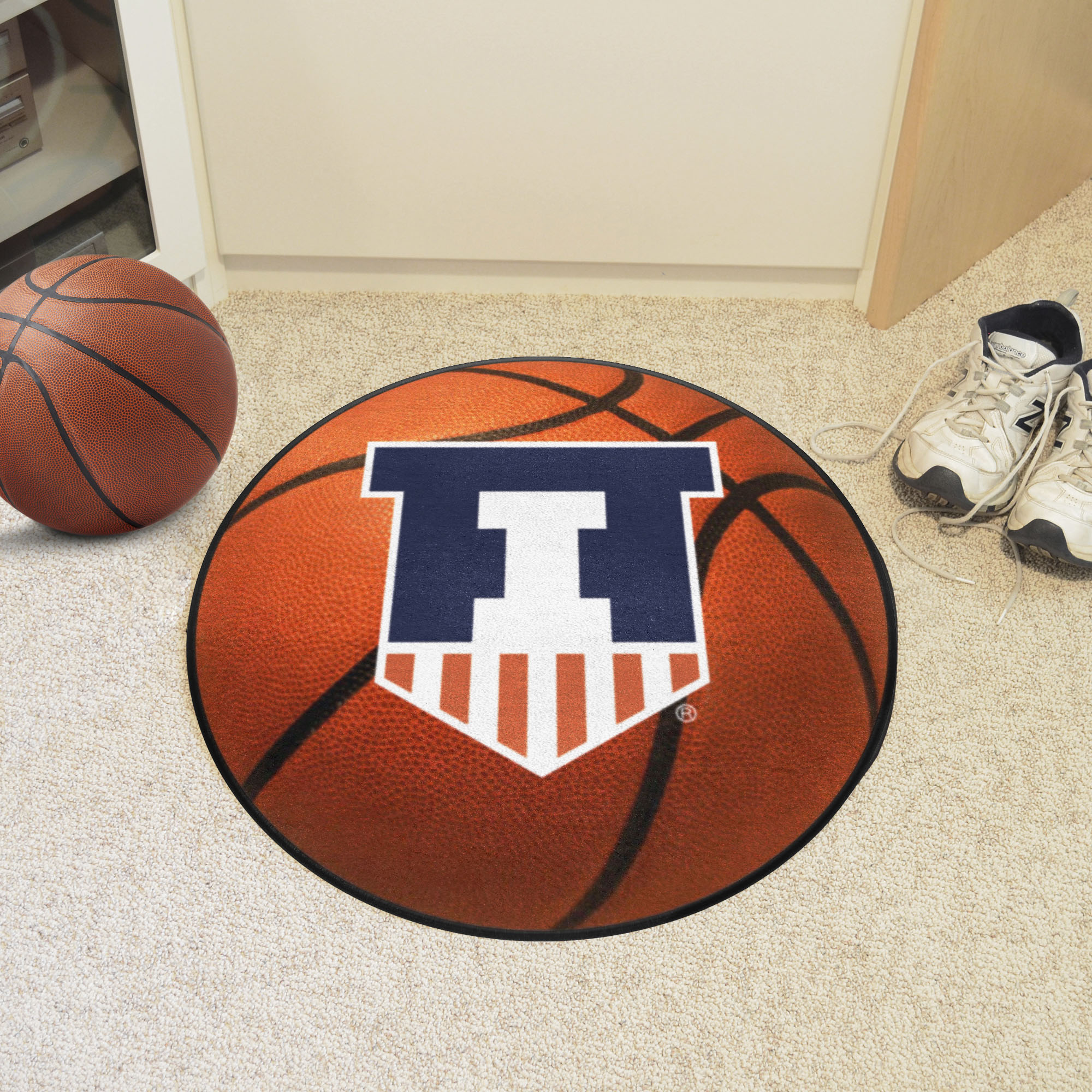 Illinois Illini Wordmark Basketball Shaped Area Rug