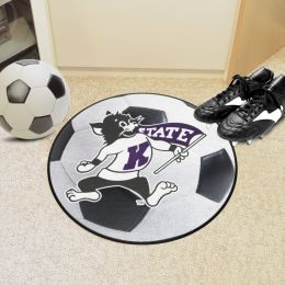 Kansas State Wildcats Mascot Logo Soccer Ball Shaped Area Rug