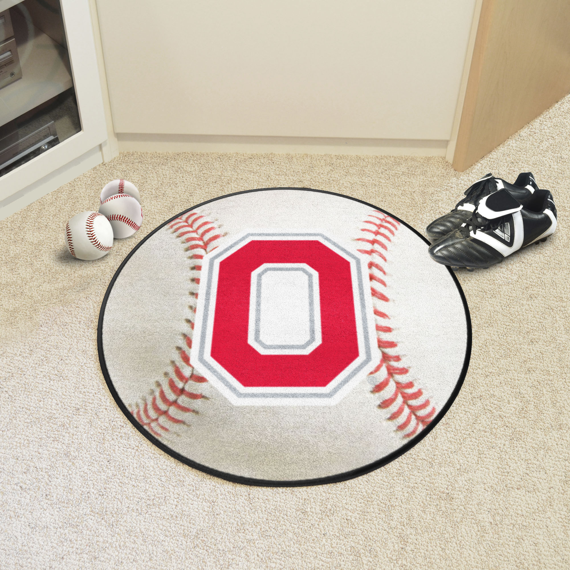 Ohio State Buckeyes Logo Baseball Shaped Area Rug