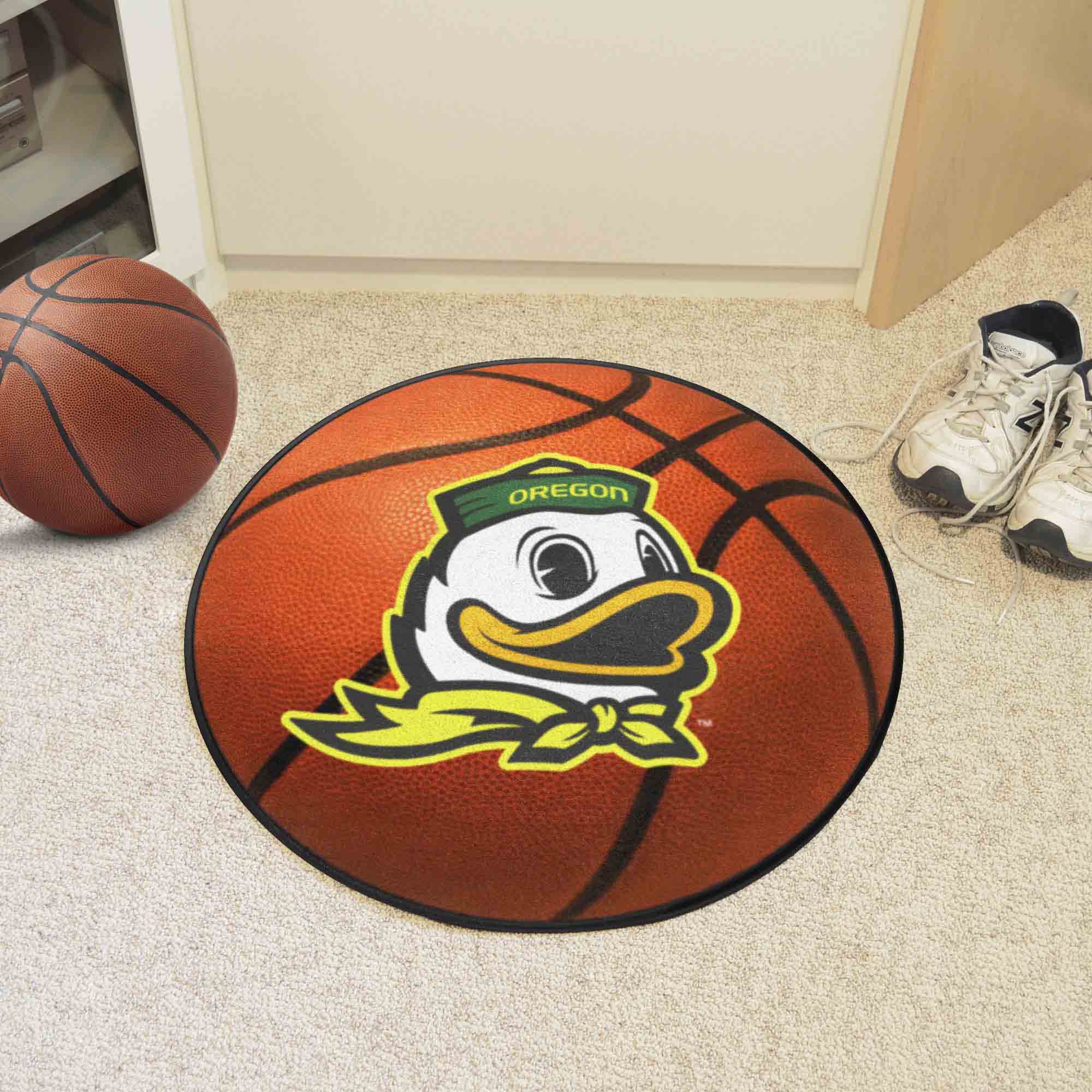 Oregon Ducks Alt Logo Basketball Shaped Area Rug