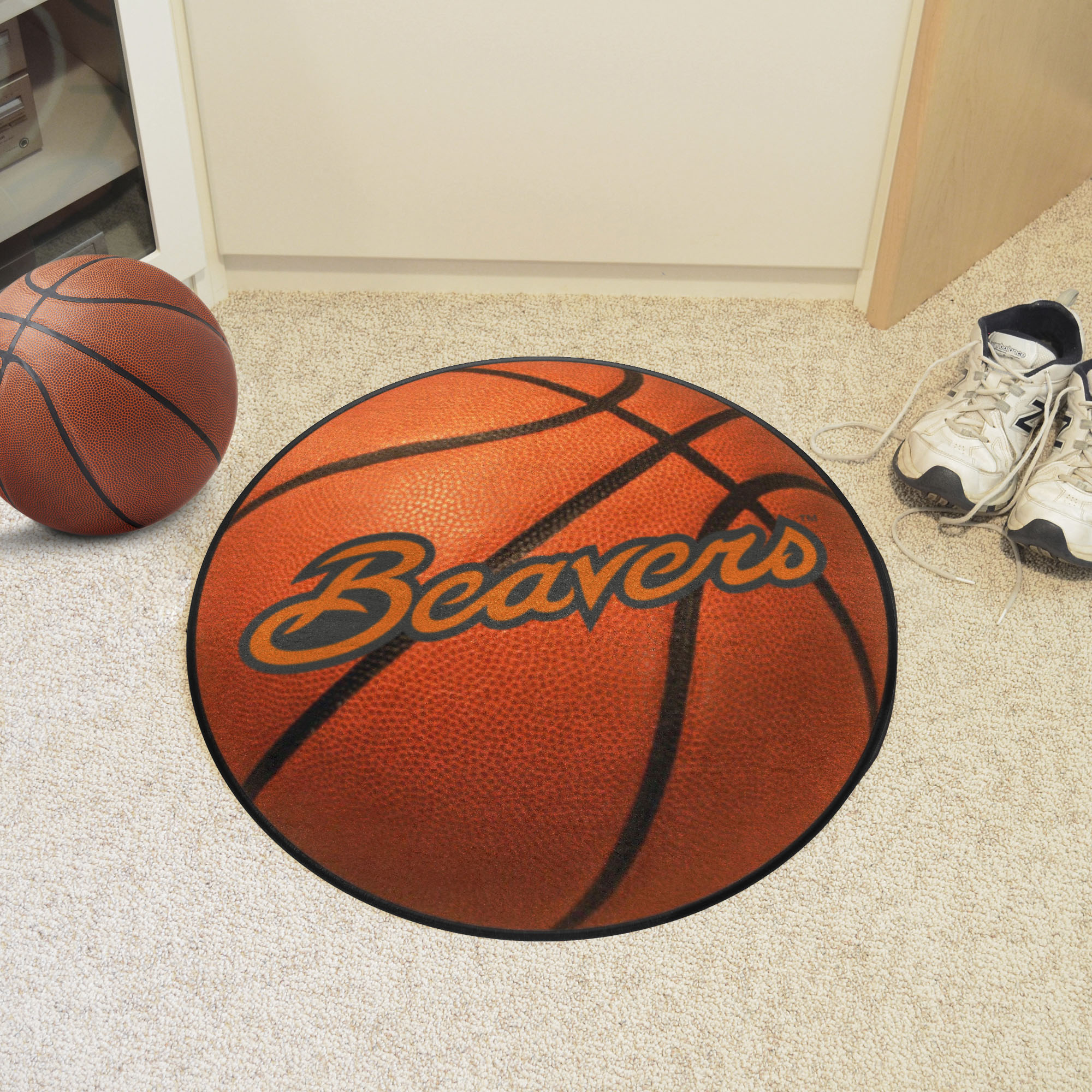 Oregon State Beavers Alt Logo Basketball Shaped Area Rug
