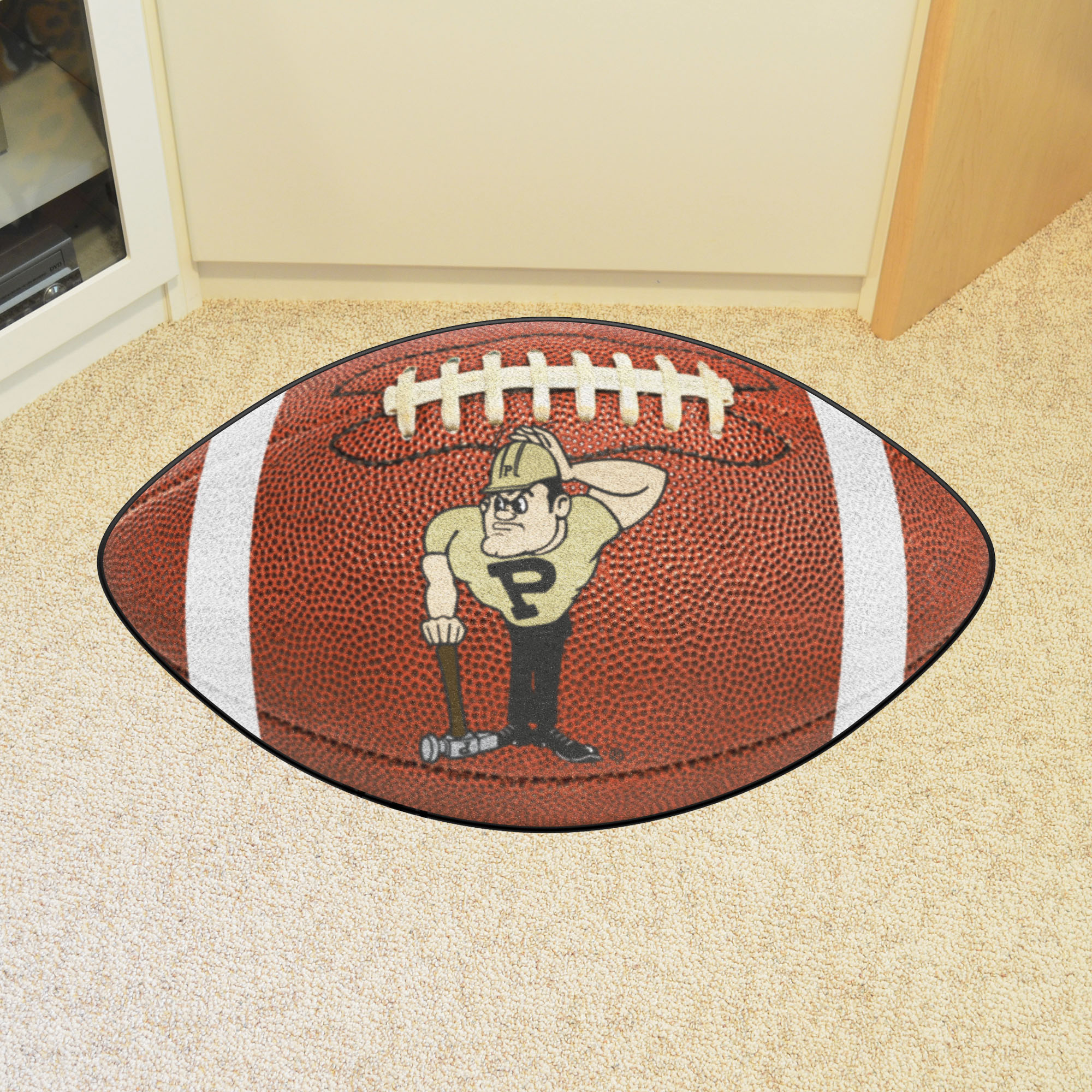 Purdue Boilermakers Moscot Football Shaped Area Rug