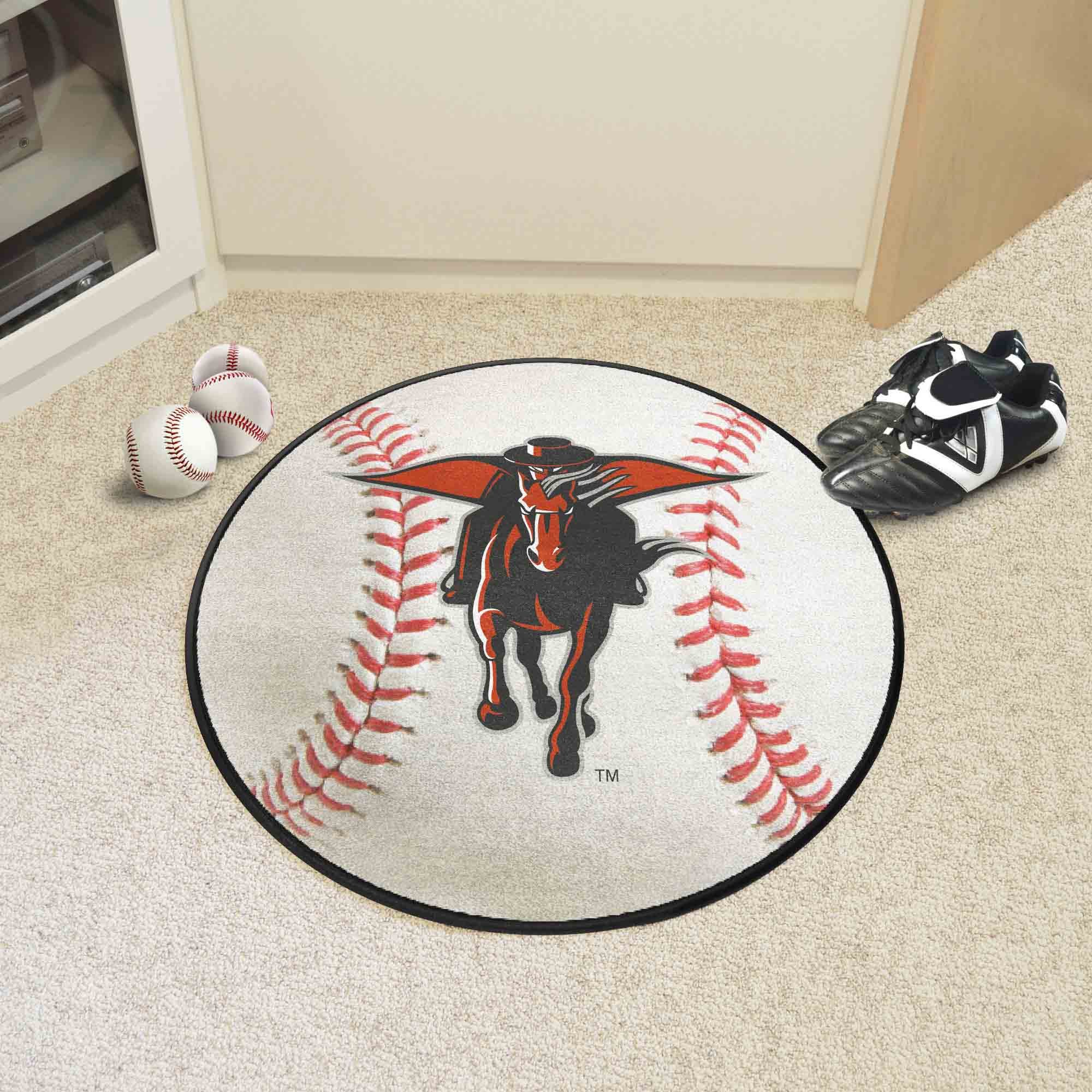 Texas Tech Red Raiders Alt Logo Baseball Shaped Area Rug