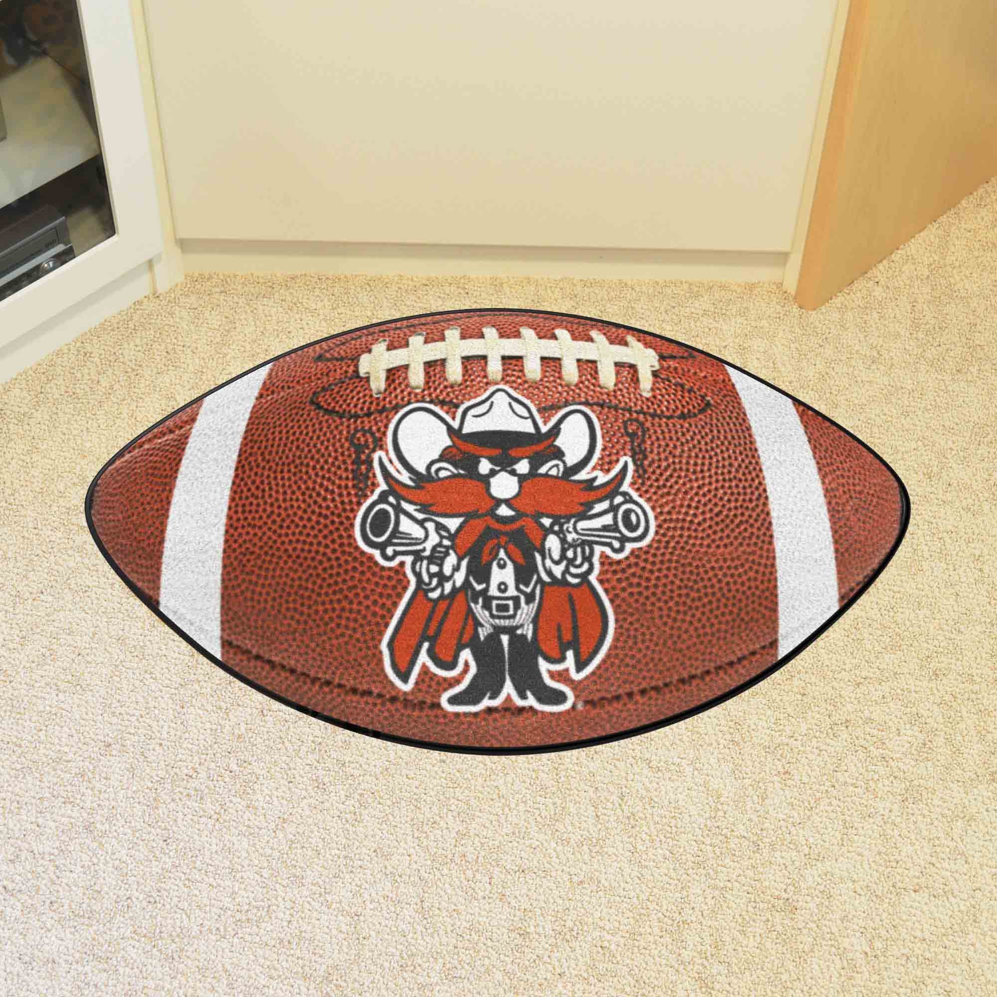 Texas Tech Red Raiders Alt Red Logo Football Shaped Area Rug