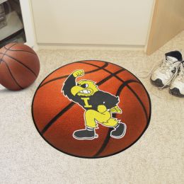 Iowa Hawkeyes Mascot Logo Basketball Shaped Area Rug