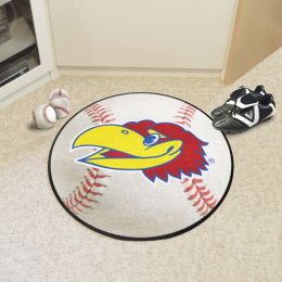 Kansas Jayhawks Alt Logo Baseball Shaped Area Rug