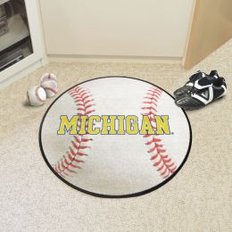 Michigan Wolverines Wordmark Baseball Shaped Area Rug