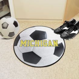 Michigan Wolverines Wordmark Soccer Ball Shaped Area Rug