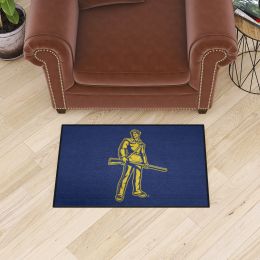 West Virginia Mountaineers Mascot Logo Football Shaped Area Rug