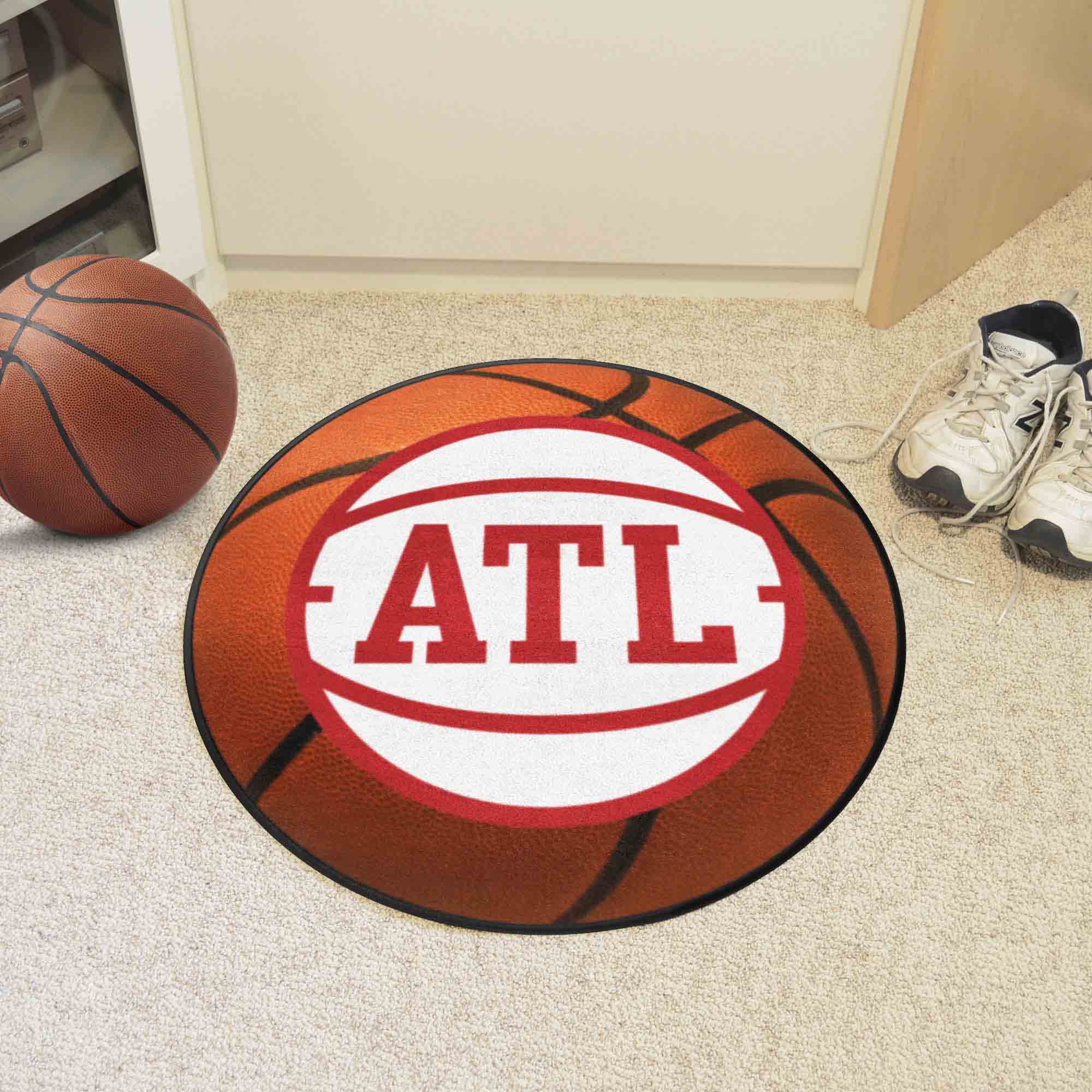 Atlanta Hawks Basketball Shaped Alt Logo Area Rug