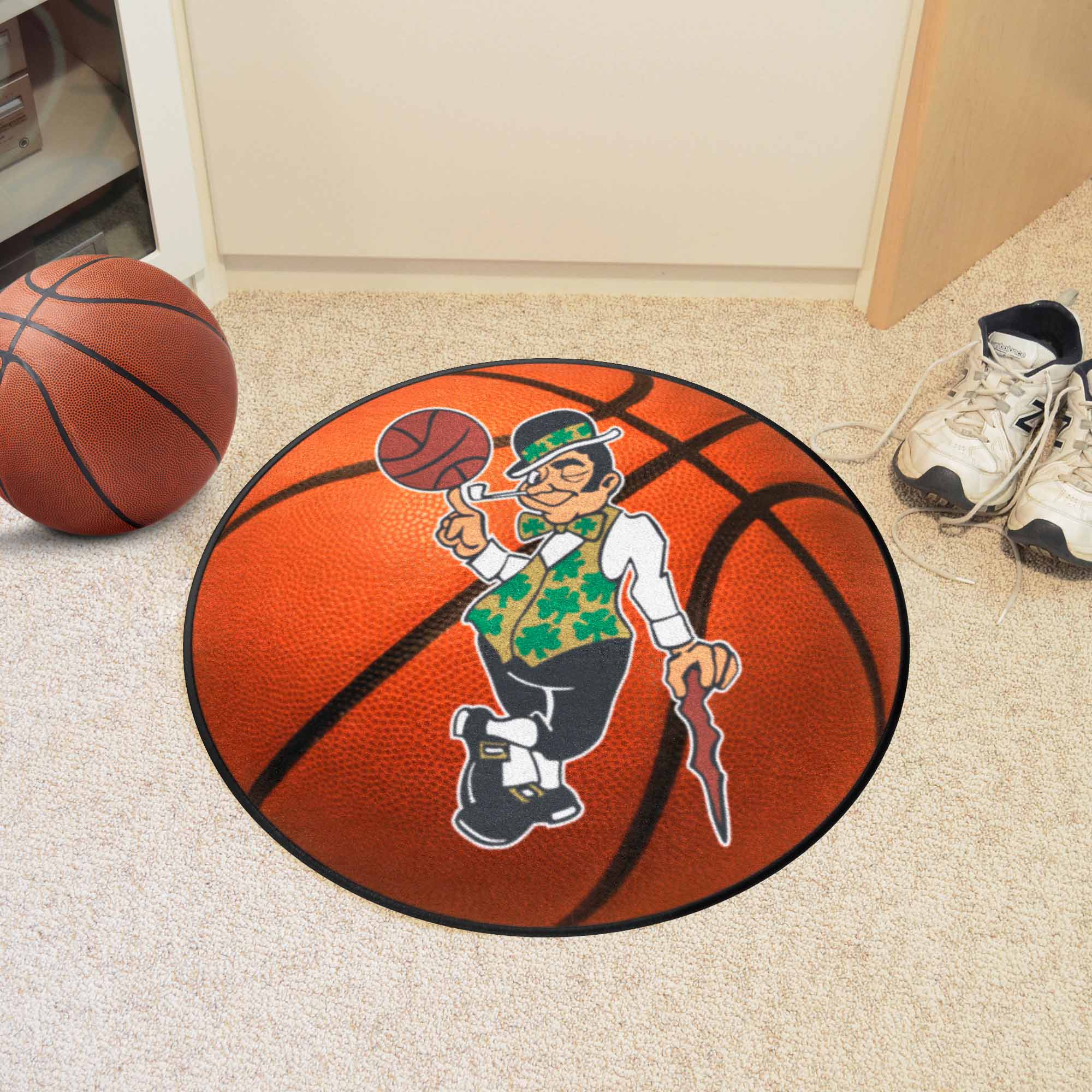 Boston Celtics Basketball Shaped Alt Logo Area Rug