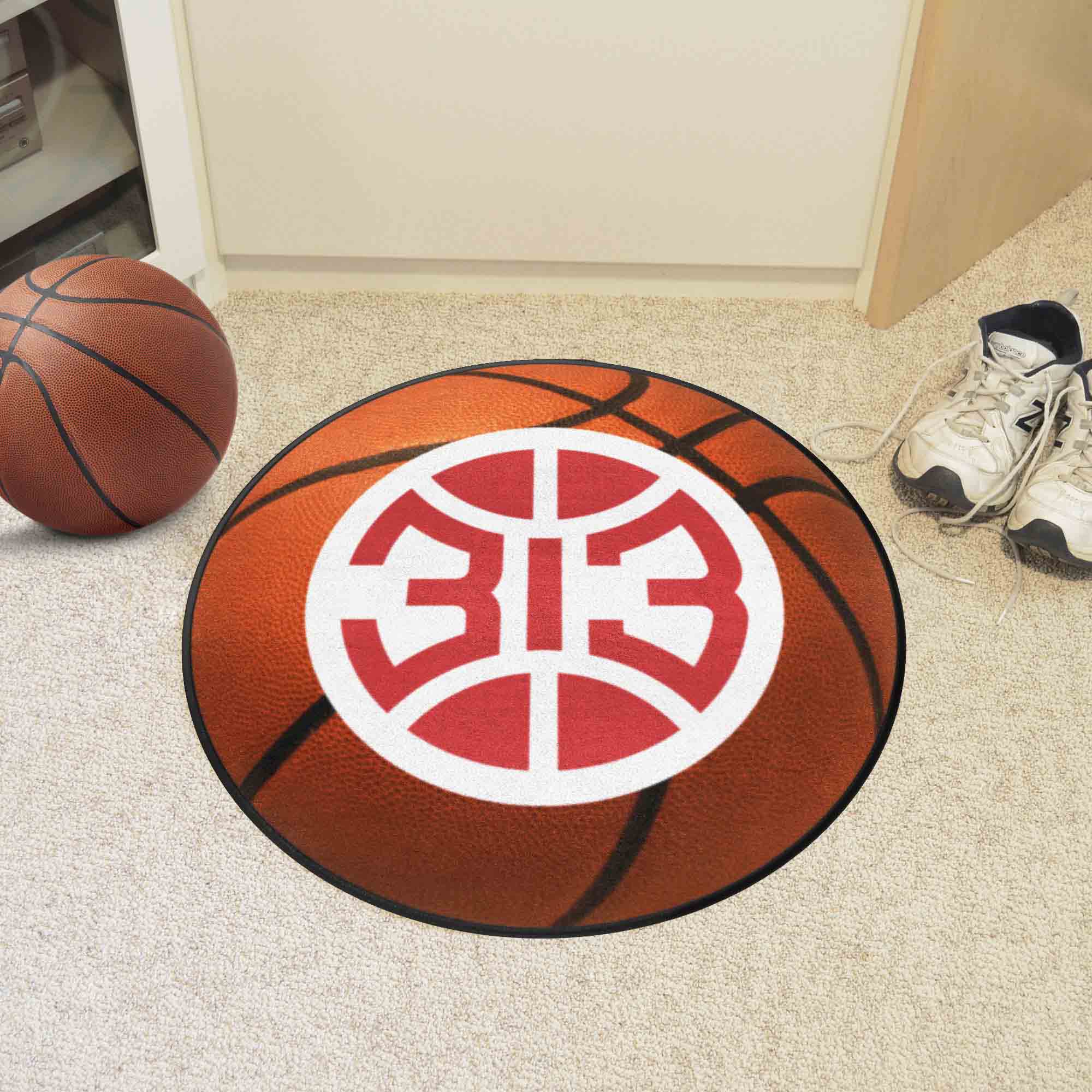 Detroit Pistons Basketball Shaped Alt Logo Area Rug