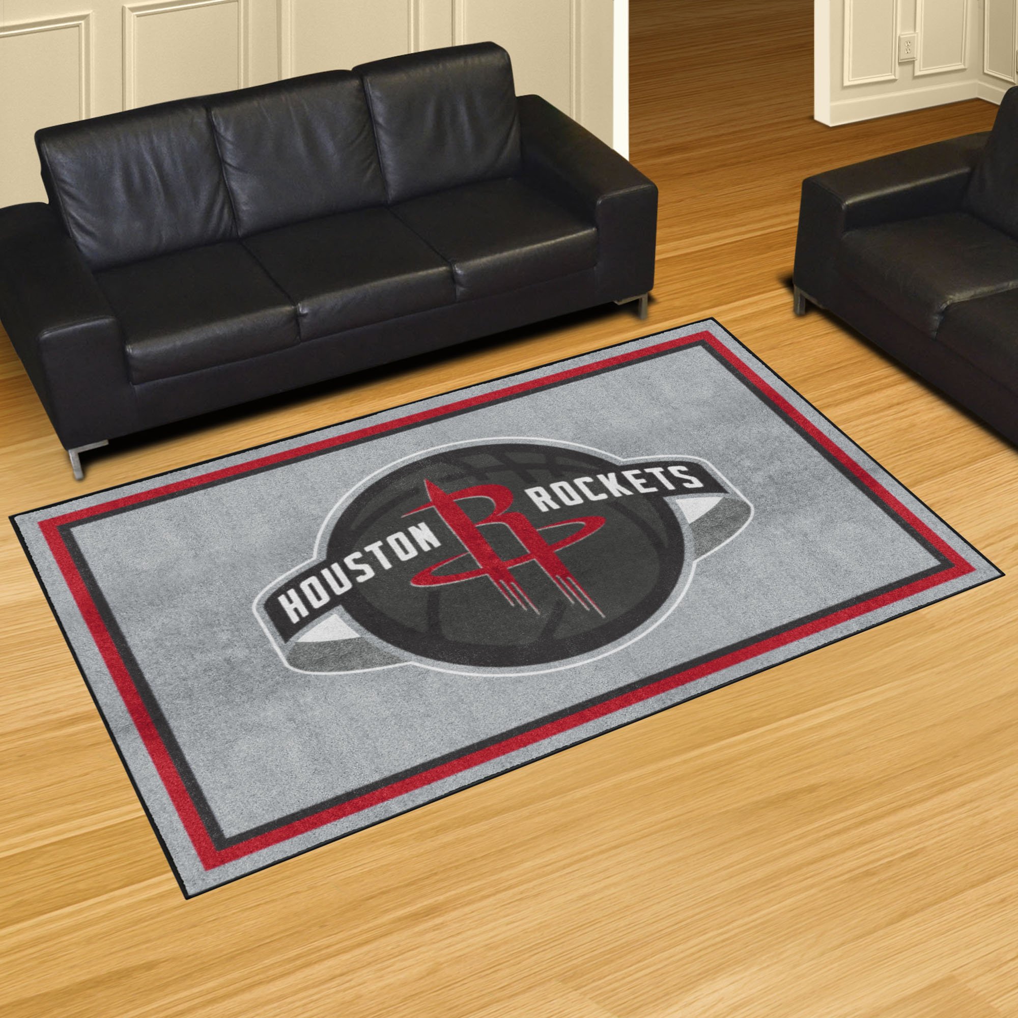 Houston Rockets Area Rug - 5' x 8' Global Logo Nylon