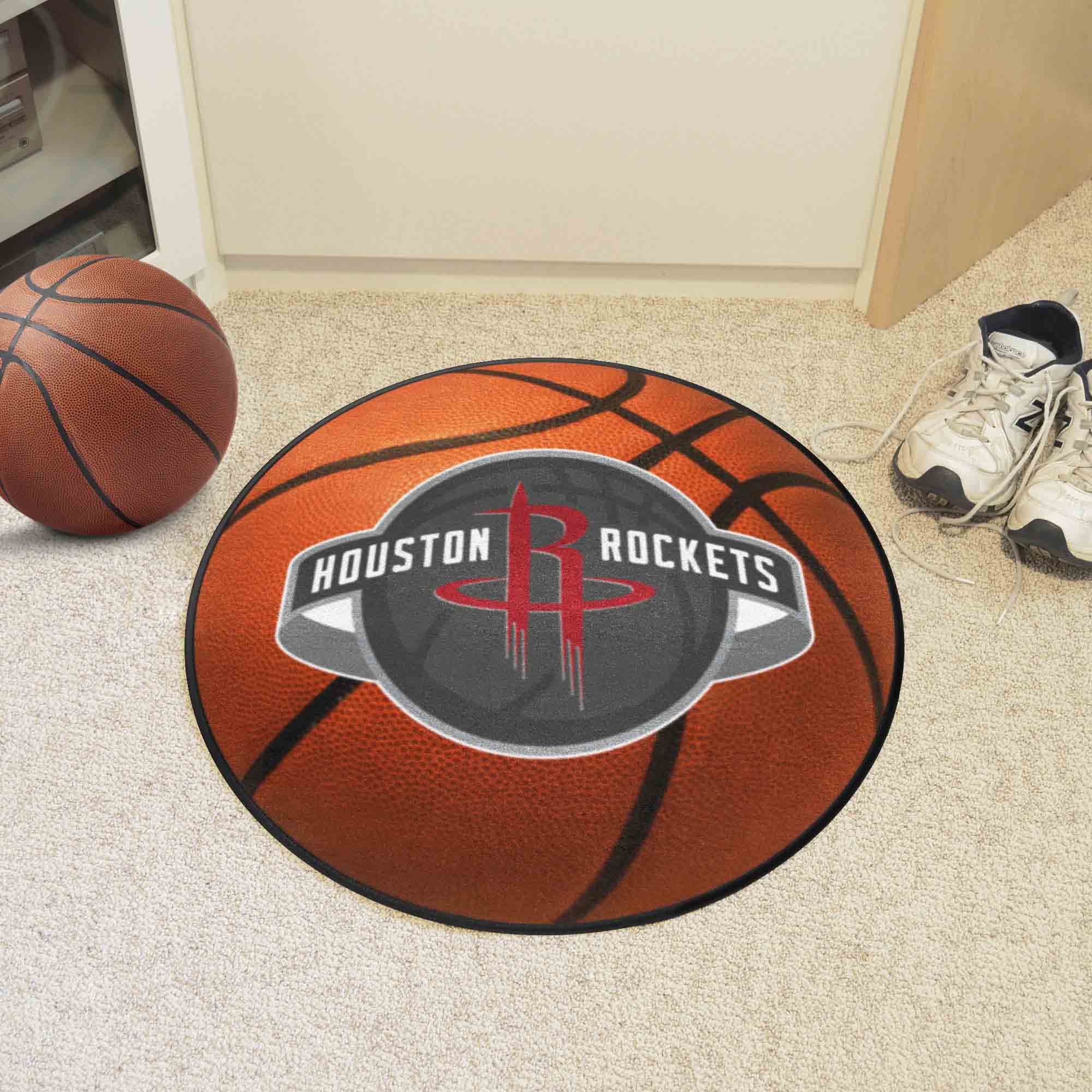 Houston Rockets Basketball Global Logo Shaped Area Rug