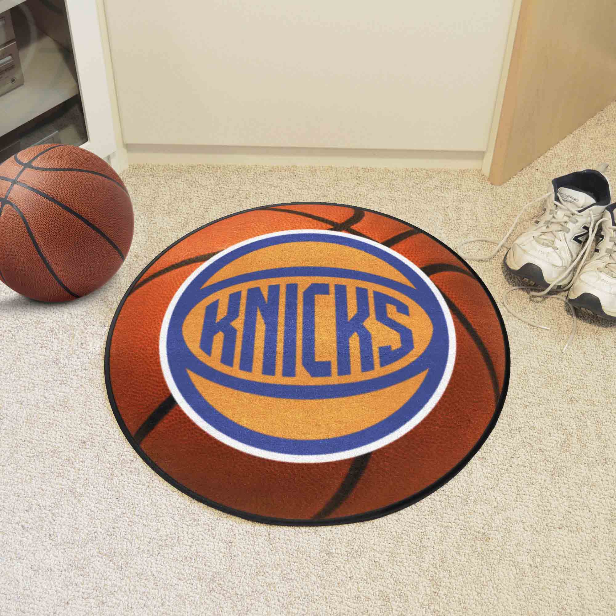 New York Knicks Basketball Shaped Alt Logo Area Rug