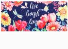 Live Laugh Love Flowers & Dragonfly Sassafras Mat - 10 x 22 Insert Doormat