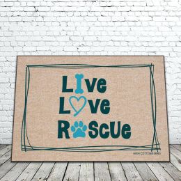 Live Love Rescue Doormat - 19x30 Funny