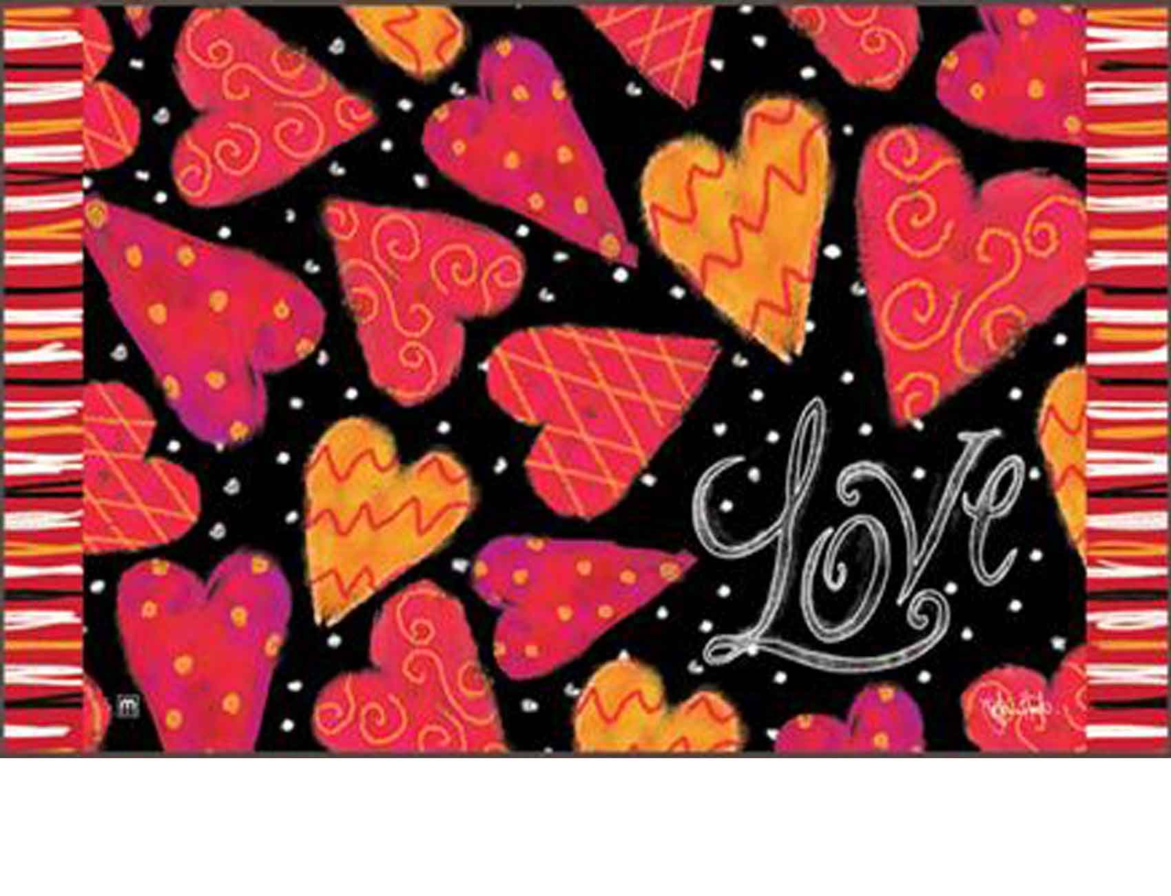 Indoor Outdoor Love Hearts Matmate Doormat 18 X 30