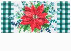Merry and Bright Poinsettia Sassafras Mat - 10 x 22 Insert Doormat