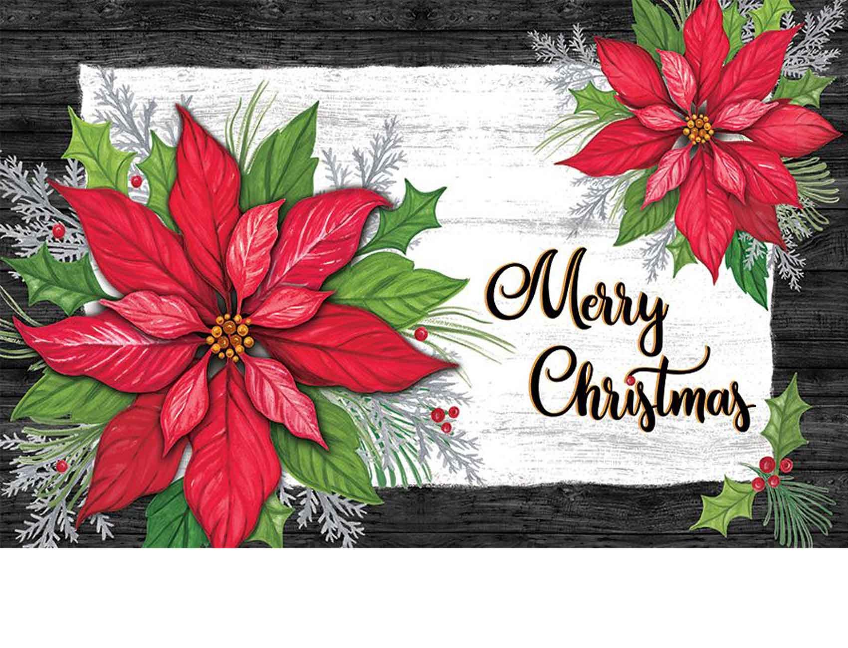 Indoor & Outdoor Christmas Poinsettia Insert Doormat18x30