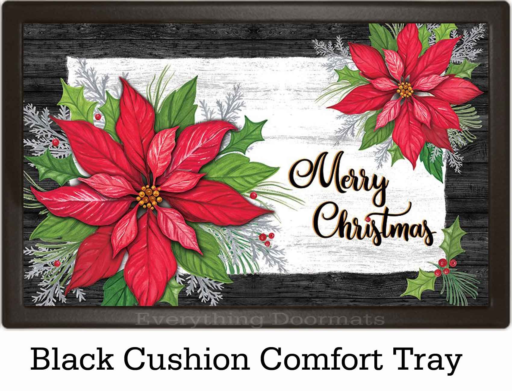 Poinsettia Welcome Christmas Doormat Floral Indoor Outdoor 18 X 30