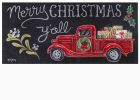 Merry Christmas Y'all Red Truck Sassafras Mat - 10 x 22 Insert Doormat