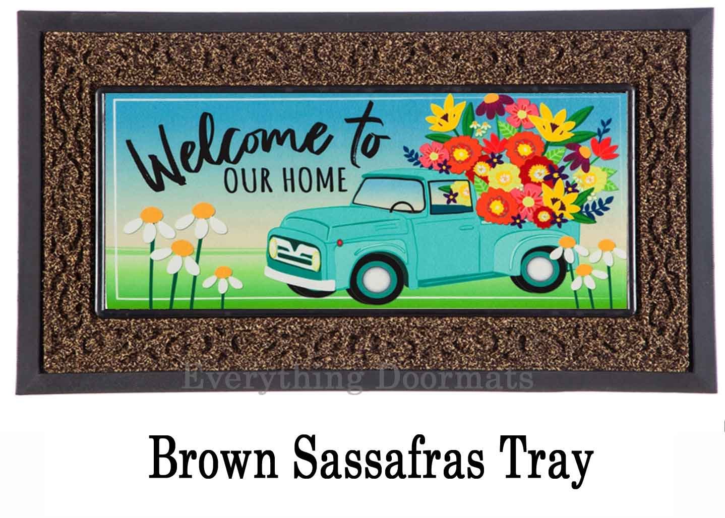 Sassafras Mint Flower Truck Switch Mat 10 x 22 Insert Doormat