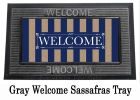 Sassafras Navy Stripe Welcome Burlap Switch Mat - 10 x 22 Insert