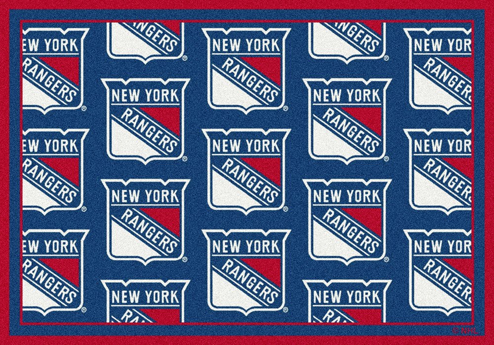 New York Rangers Nhl Repeating Logo Nylon Area Rug