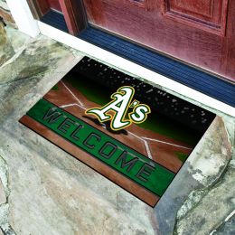 Oakland Athletics Flocked Rubber Doormat - 18 x 30