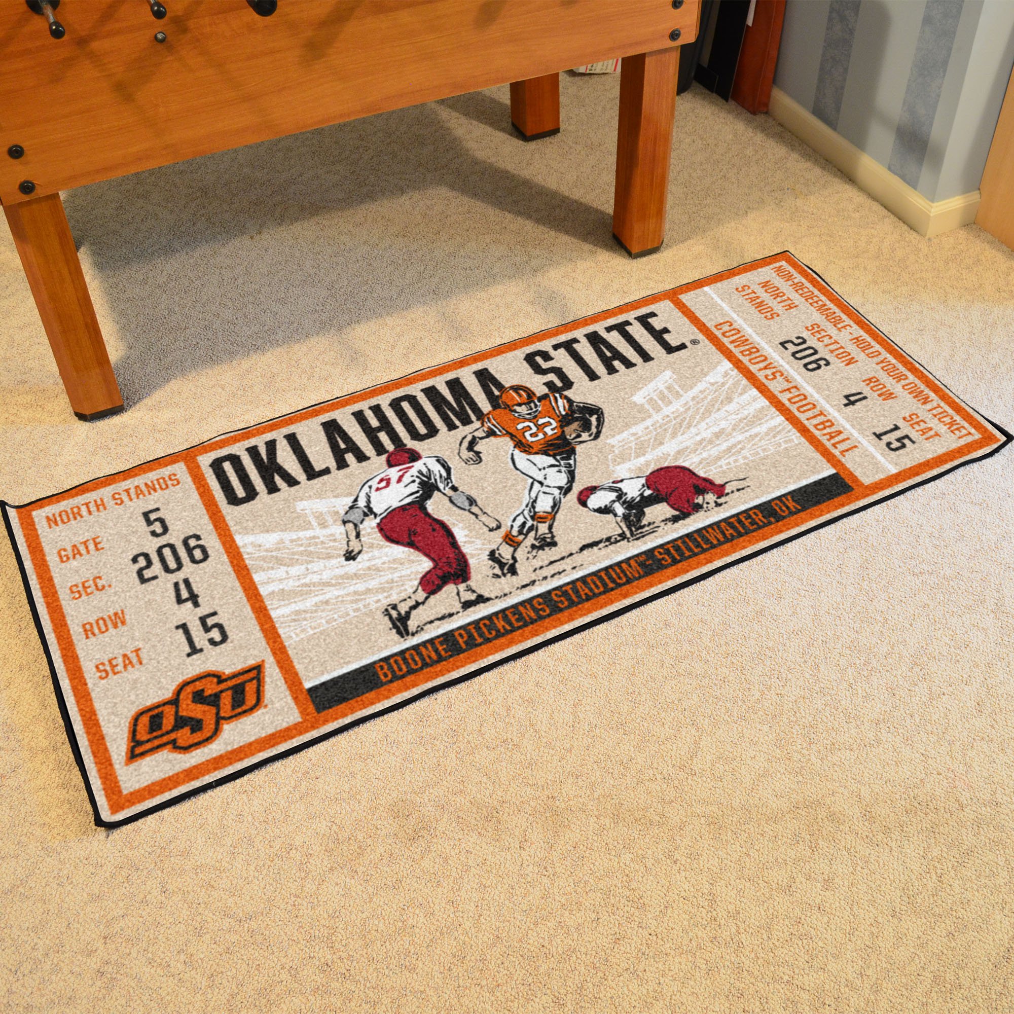 OK State Pistol Pete Ticket Runner Mat - 29.5 x 72