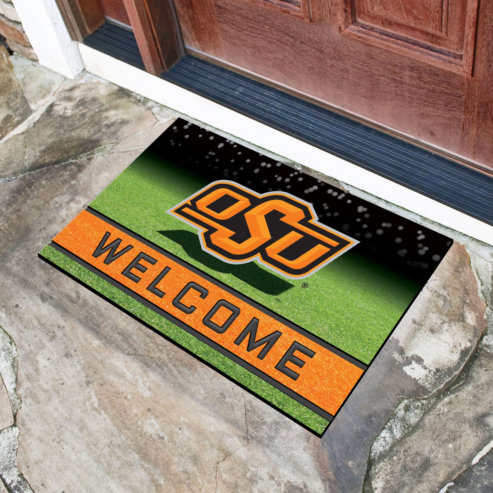 Oklahoma State  University Flocked Rubber Doormat - 18 x 30